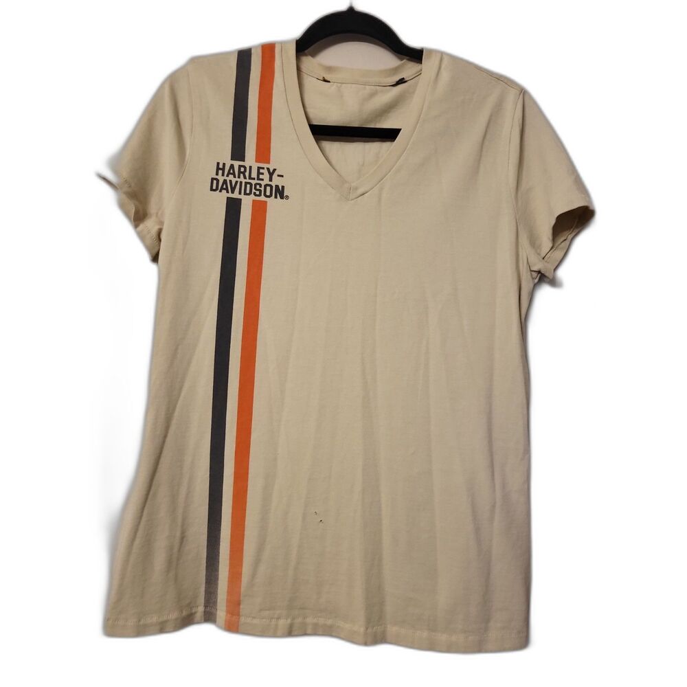 Harley Davidson  Motorsports National Champions V Neck T Shirt Women Size Medium